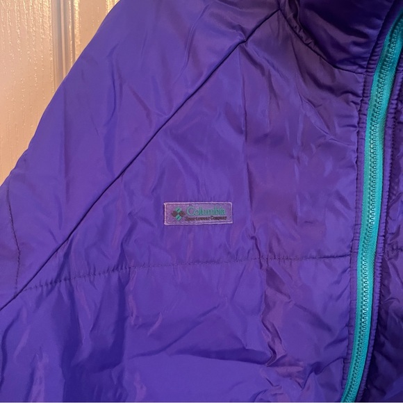 Vintage 90s Columbia Reversible Purple Teal Ski Snow Winter Jacket Coat XL - Picture 3 of 11